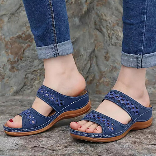

Women's Sandals Summer Wedge Heel Open Toe Daily PU Black / Yellow / Red