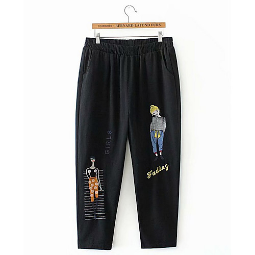 

Women's Basic Chinos Pants - Print Black Khaki Green XXL XXXL XXXXL