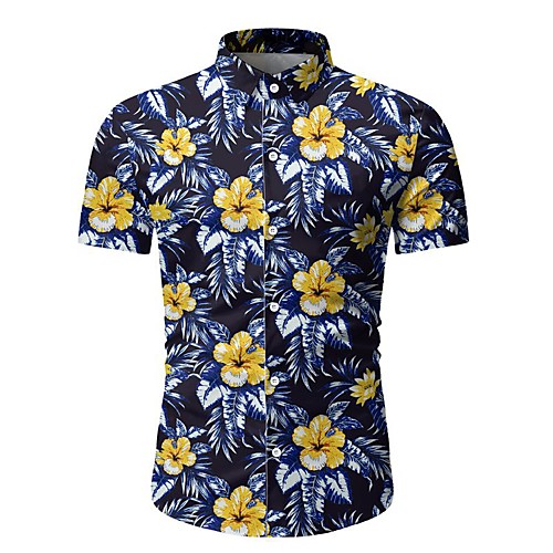 

Men's Daily Holiday Basic / Tropical Shirt - Floral / Color Block Tropical Leaf, Print Green