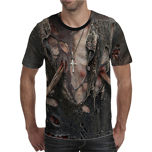 

Men's Graphic 3D Print Print T-shirt Street chic Exaggerated Going out Club Gray