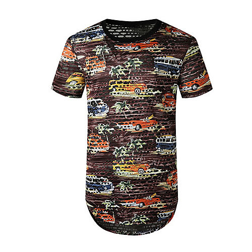 

Men's Geometric Print T-shirt Basic Daily Purple / Yellow / Green / Navy Blue