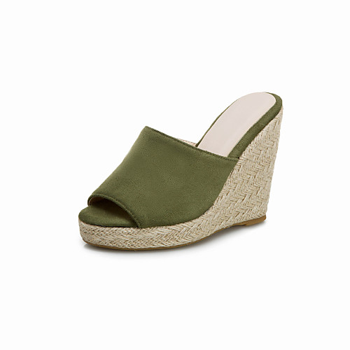 

Women's Sandals 2020 Summer Wedge Heel Peep Toe Minimalism Daily Party & Evening Solid Colored Suede Black / Light Red / Green