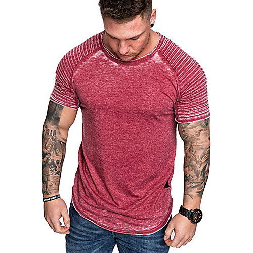 

Men's Solid Colored Asymmetric T-shirt Basic Street chic Daily Club Blue / Red / Khaki / Green / Light gray / Dark Gray