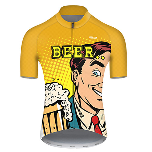 

21Grams Men's Short Sleeve Cycling Jersey Yellow Oktoberfest Beer Bike Top Mountain Bike MTB Road Bike Cycling Breathable Sports Clothing Apparel / Micro-elastic