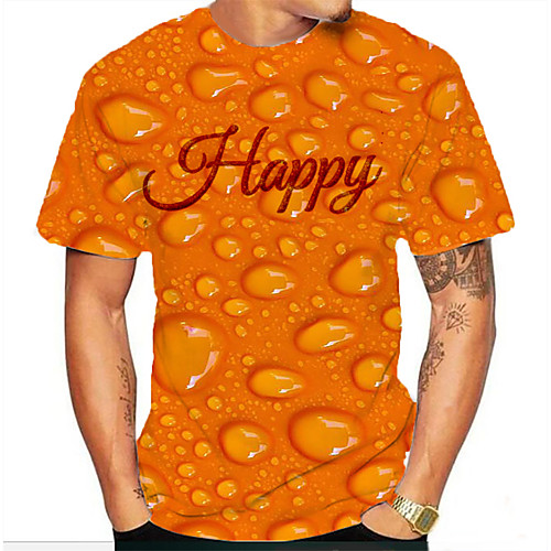 

Men's Graphic 3D Print Print T-shirt Basic Daily Orange