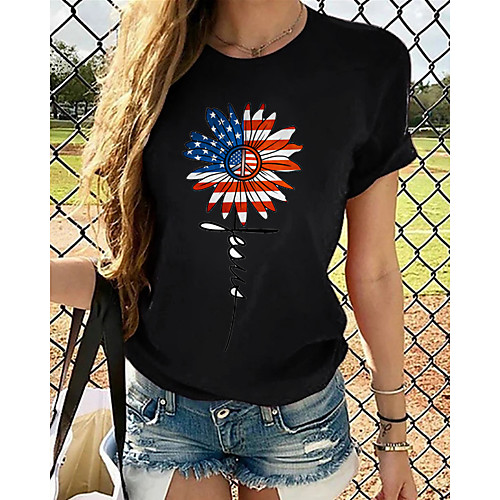 

Women's Graphic National Flag Pleated Print T-shirt Street chic Exaggerated Daily Going out Rainbow