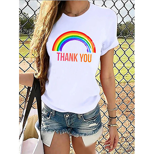 

Women's Graphic 3D Print Pleated Print T-shirt Street chic Exaggerated Daily Going out Rainbow