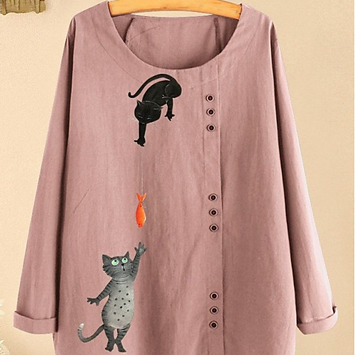 

Women's Animal Blouse Daily White / Yellow / Blushing Pink / Navy Blue