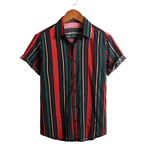

Men's Holiday Beach Tropical / Hawaiian Shirt - Striped Green