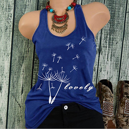 

Women's Floral Tank Top Daily Black / Blue / Red / Green