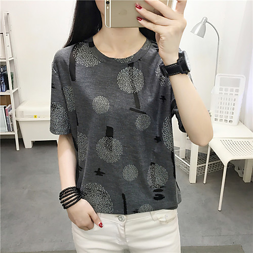 

Women's Daily Weekend Street chic T-shirt - Geometric Print Green
