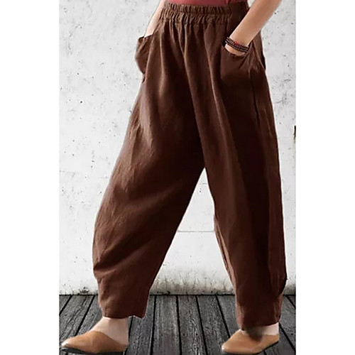

Women's Basic Chinos Pants - Solid Colored Brown Gray M L XL