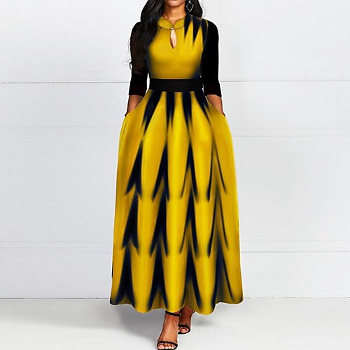 

Women's A Line Dress - Half Sleeve Print Summer Street chic 2020 Yellow M L XL XXL