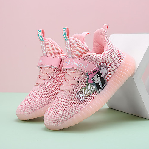 

Girls' Comfort Flyknit Trainers / Athletic Shoes Big Kids(7years ) Running Shoes Buckle Pink / Black Spring / Fall