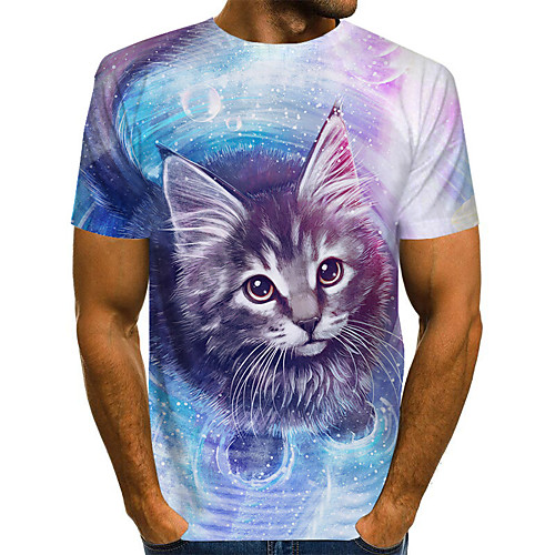 

Men's Daily Going out Basic / Street chic T-shirt - Geometric Print Blue