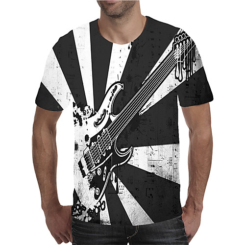 

Men's Holiday Going out Street chic / Exaggerated T-shirt - Geometric / Color Block / 3D Print Rainbow
