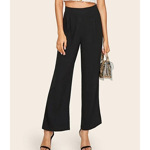 

Women's Basic Wide Leg Pants - Solid Colored Black S M L