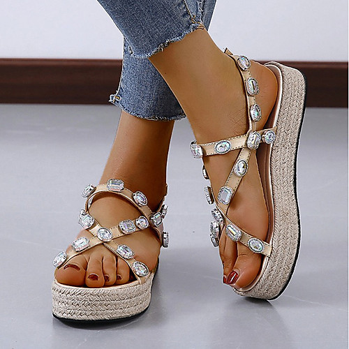 

Women's Sandals Summer Flat Heel Round Toe Daily PU White / Black