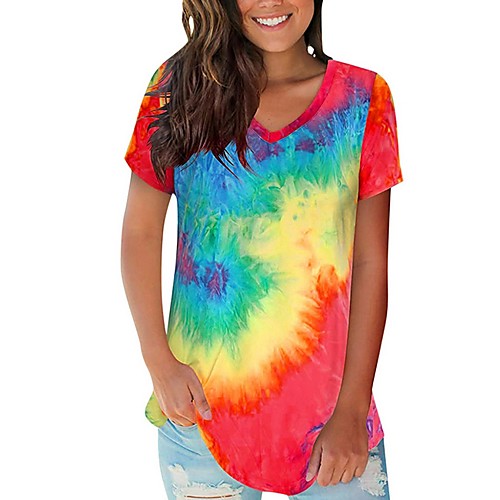 

Women's Daily T-shirt - Color Block Red