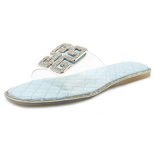 

Women's Slippers & Flip-Flops Summer Flat Heel Open Toe Casual Minimalism Party & Evening Beach Sparkling Glitter Solid Colored PU White / Black / Yellow