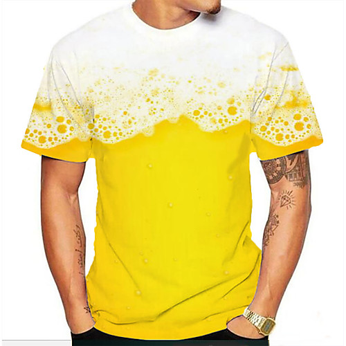 

Men's Graphic 3D Print Print T-shirt Basic Daily Yellow