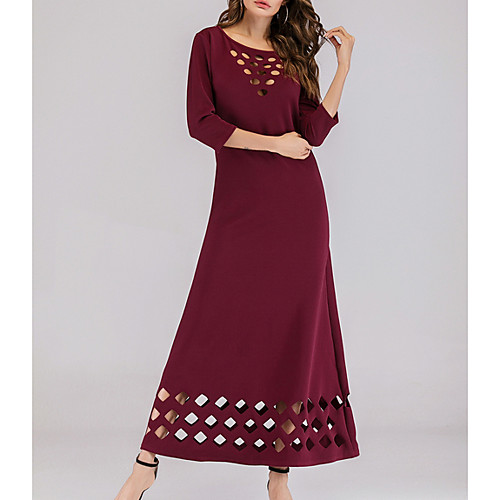 

Women's Wine Dress Elegant Sheath Solid Color M L