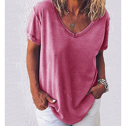 

Women's Solid Colored T-shirt Daily White / Black / Blue / Blushing Pink / Army Green / Gray