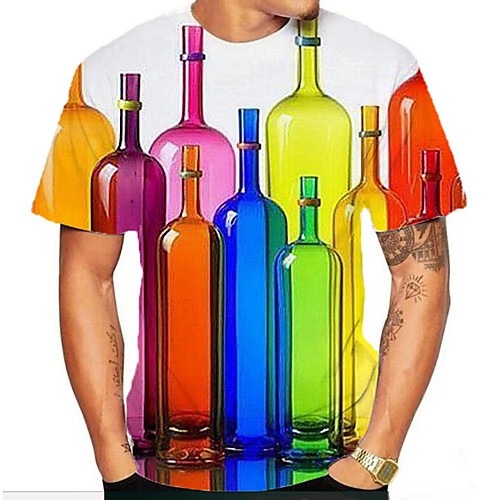 

Men's 3D Graphic White Print T-shirt Basic Street chic Daily Sports White