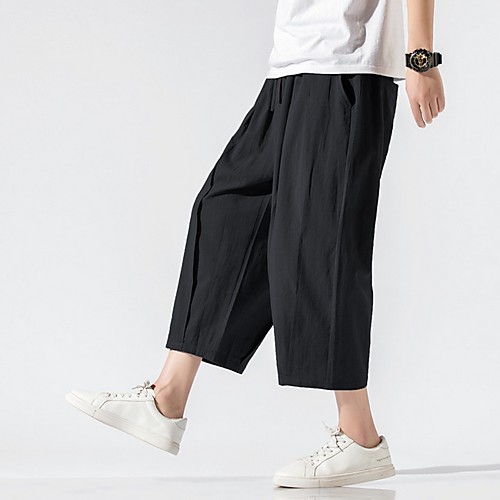 

Men's Sporty / Chinoiserie Chinos Pants - Solid Colored Drawstring Comfort Wine Black Navy Blue US32 / UK32 / EU40 US34 / UK34 / EU42 US38 / UK38 / EU46