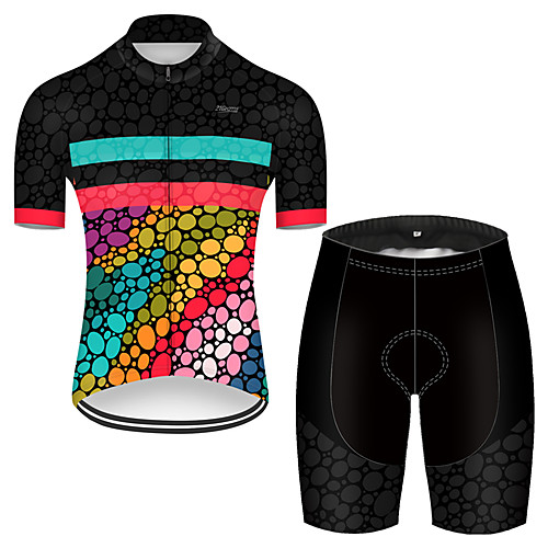 

21Grams Men's Short Sleeve Cycling Jersey with Shorts Black / Red Rainbow Bike Breathable Sports Rainbow Mountain Bike MTB Road Bike Cycling Clothing Apparel / Stretchy
