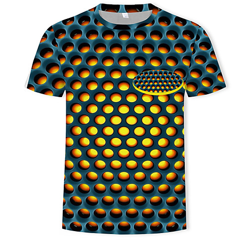 

Men's Geometric 3D Print T-shirt Sexy Rock Club Gym Yellow