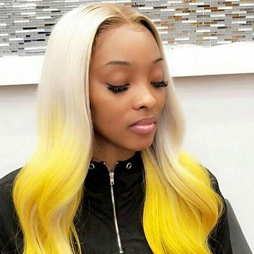 

Synthetic Lace Front Wig Wavy Gaga Middle Part Lace Front Wig Long Ombre Color Synthetic Hair 22-26 inch Women's Heat Resistant Women Hot Sale Ombre Yellow / Glueless