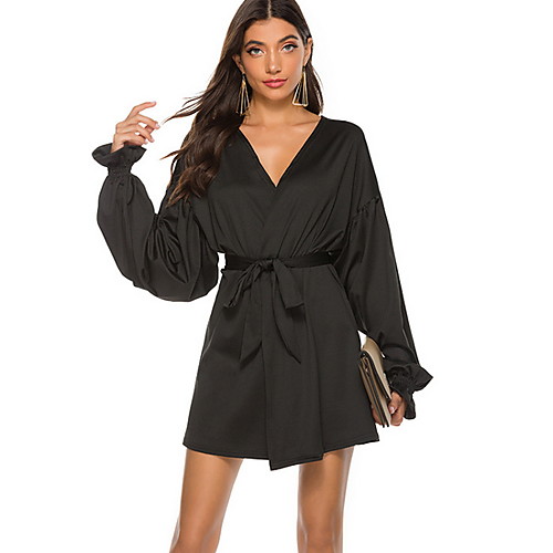 

Women's 2020 Black Summer Dress Street chic A Line Solid Color S M