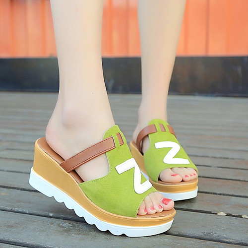 

Women's Sandals Summer Flat Heel Round Toe Daily PU Black / Green / Gray