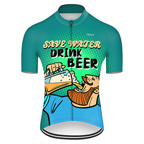 

21Grams Men's Short Sleeve Cycling Jersey BlueGreen Oktoberfest Beer Bike Top Mountain Bike MTB Road Bike Cycling Breathable Sports Clothing Apparel / Micro-elastic