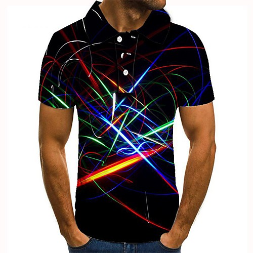 

Men's Graphic 3D Print Print Polo Daily Rainbow