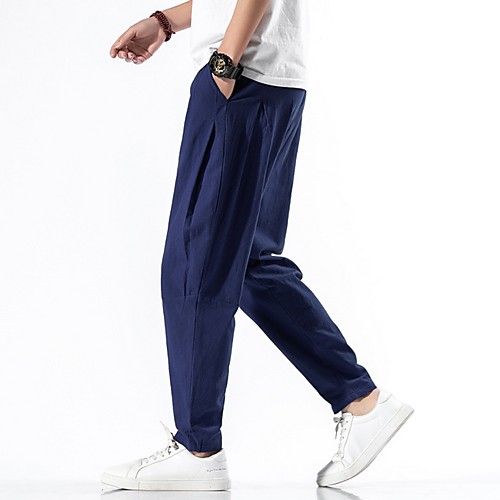 

Men's Sporty / Chinoiserie Chinos Pants - Solid Colored Drawstring Comfort Wine Light gray Black US32 / UK32 / EU40 US34 / UK34 / EU42 US38 / UK38 / EU46