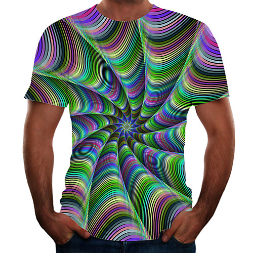 

Men's Going out Weekend Basic T-shirt - Color Block / 3D Rainbow