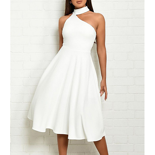 

Women's Chiffon Dress - Sleeveless Solid Color Summer Elegant Sexy 2020 White Red S M L XL
