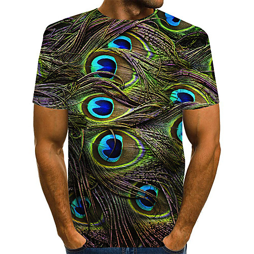 

Men's Geometric 3D Print T-shirt Street chic Exaggerated Daily Going out Rainbow