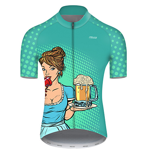 

21Grams Men's Short Sleeve Cycling Jersey Blue Oktoberfest Beer Bike Top Mountain Bike MTB Road Bike Cycling Breathable Sports Clothing Apparel / Micro-elastic