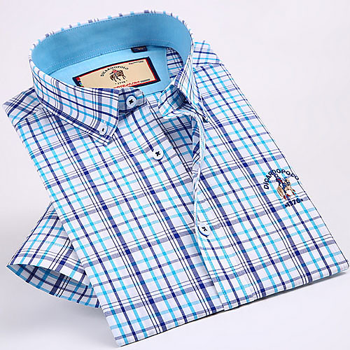 

Men's Houndstooth Print Shirt Daily Blue