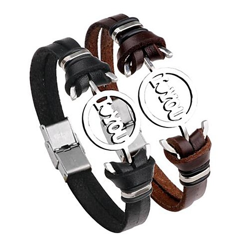 

Leather Bracelet Classic Alphabet Shape Punk Leather Bracelet Jewelry Black / Brown For Date