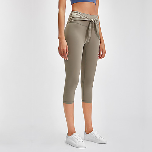 

Women's High Waist Yoga Pants Winter Drawstring Fashion Black Purple Green Blue Gray Elastane Running Fitness Gym Workout 3/4 Tights Sport Activewear Breathable Moisture Wicking Butt Lift Tummy