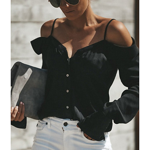 

Women's Solid Colored T-shirt Daily White / Black