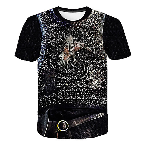 

Men's Club Weekend Street chic / Punk & Gothic T-shirt - Color Block / 3D / Tribal Print Dark Gray