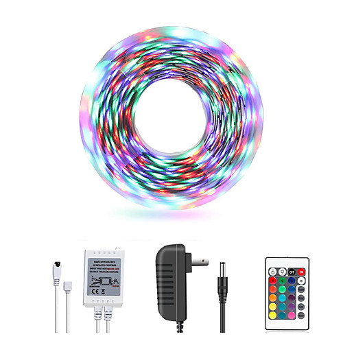 

LOENDE LED Strip Lights 5M 270LEDs IP65 Waterproof Flexible Color Changing RGB SMD 2835 LED Strip Light Kit with 24 Keys IR Remote Controller and 12V 2A Power Supply for TV Home Kitchen Bedroom Decor