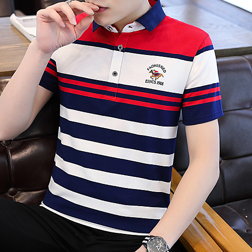 

Men's Striped Color Block Horse Polo Basic Elegant Daily Going out Blue / Red / Yellow