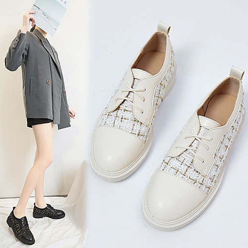 

Women's Flats Summer Flat Heel Round Toe Daily PU Black / Beige