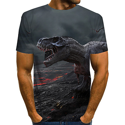 

Men's Daily Basic T-shirt - 3D / Animal Print Dark Gray